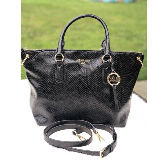 Michael Kors Elson Python Embossed Large Convertible Satchel  $358 - Picture 1 of 7